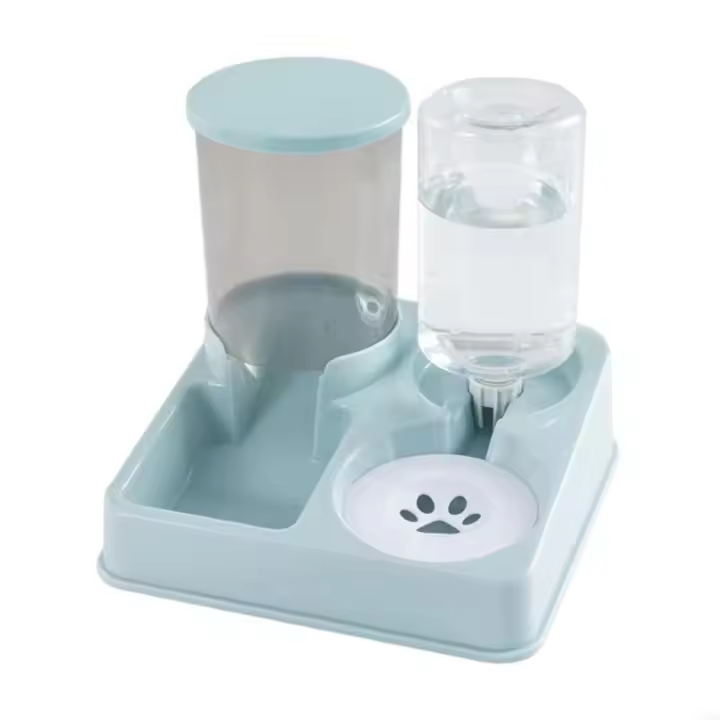 Alimentador y bebedero automático para mascotas, dispensador de agua antipunta 2 en 1, contenedor de comida para mascotas Visible de plástico para perros - 1