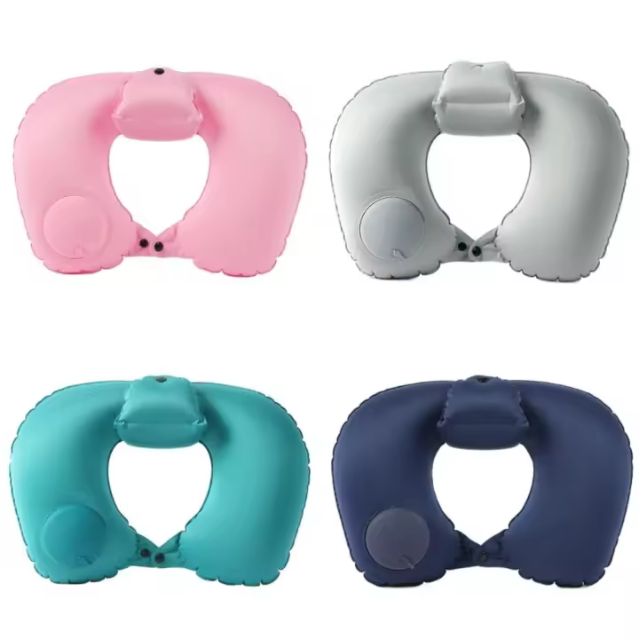 Almohada de viaje inflable en forma de U, cojín suave para soporte del cuello, ahorro de espacio, sueño cómodo - 1