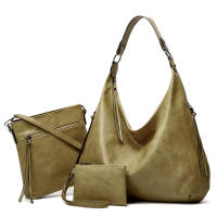 Bolso de hombro de piel sintética para mujer, conjunto de tres piezas, suave - details 69