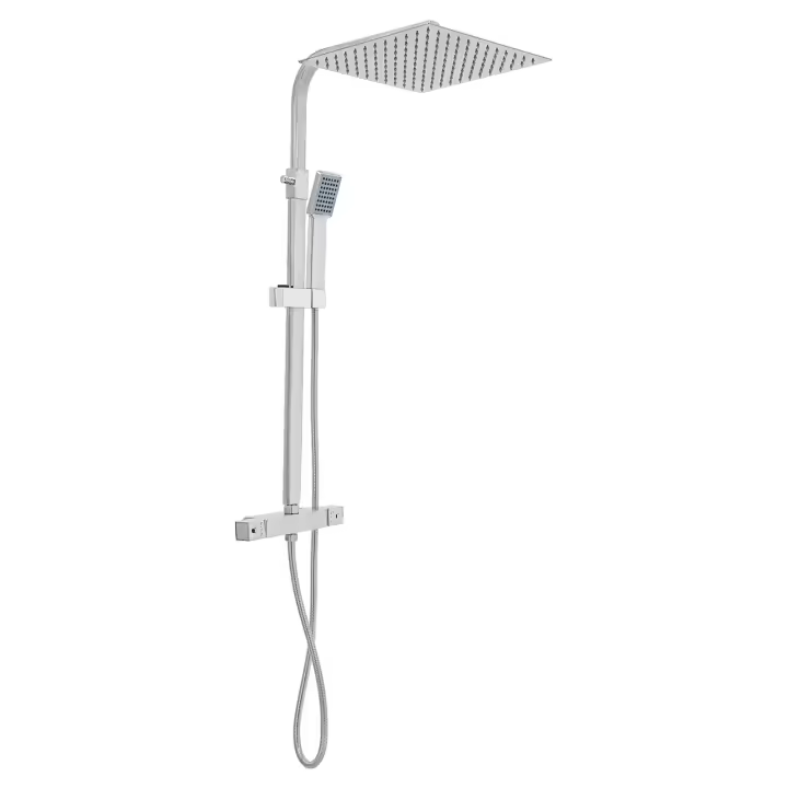 Grifo de ducha termostático de 38 °C, mezclador termostático, juego de ducha de doble cabezal, válvula expuesta, cuadrado, 30cm, fácil de montar - 1