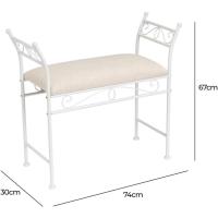 Banqueta Dormitorio Classic de Metal Blanco y Tela de Lino de 74 cm - details 1