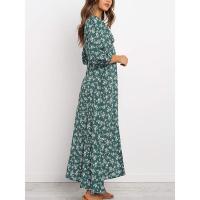 Vestido Vintage Elegante Verde 2025 para Mujer Manga Larga Estampado Floral Línea A Primavera/Verano - details 5