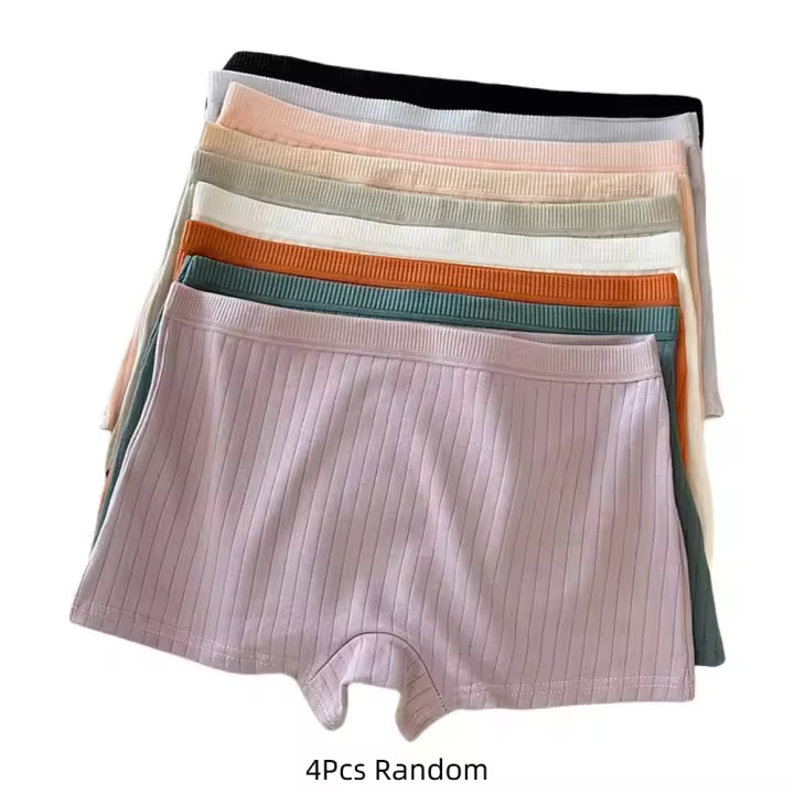 Conjunto de 4 Uds de bragas sin rastro para mujer, ropa interior de cintura baja, calzoncillos de algodón, lencería femenina, 4 Uds., pantalones de seguridad, breve para las cuatro estaciones - 1