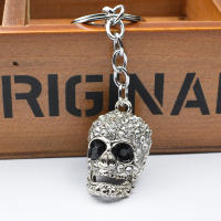 Llavero De Moda Con Inserción De Zirconio Cabeza De Calavera Plata Para Llaveros Joyería Bolso Coche Regalo Unisex - details 2