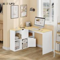 Escritorio Escritorio L Doble Tablero Escritorio Estantería 6 Compartimentos PC Ornador para Estudio Oficina Dormitorio Blanco 100cm - details 16