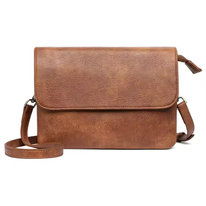 Bolso bandolera minimalista negro para mujer - Bolso de hombro vegano con múltiples bolsillos, cierre en tono dorado y correa ajustable, bolso elegante para todos los días, bolso bandolera pequeño - 1