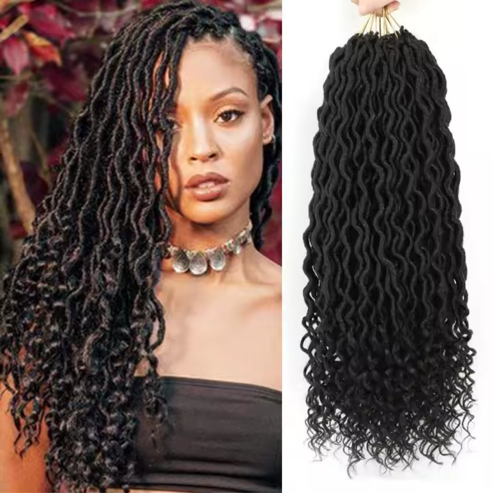 Moda Pre bucle diosa imitación cerraduras sintéticas Ombre Locs pelo de ganchillo pasión hecha a mano rastas largas y rizadas para mujeres negras - 1