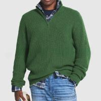 Suéter de cuello alto con cremallera para hombre, suéter suelto informal de negocios, otoño e invierno, nuevo - details 3