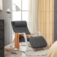 Silla Mecedora de Madera de Abedul Silla Mecedora Ajustable con 5 Posiciones, Carga Máxima 150 kg, para Dormitorio, Salón Gris Oscuro y Blanco LYY011G01 - details 3