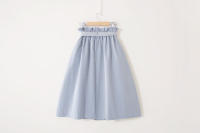 Women summer midi elegant solid high waist a-line cotton skirt - details 8