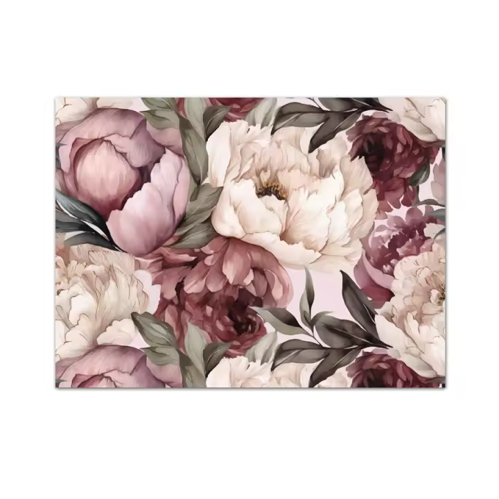 Panel de decoración del hogar de papel de pared de contacto de flor de peonía personalizado en la sala de estar, dormitorio de niña de diseño de pared moderno, papel tapiz de vinilo pelado y pegado, murales renovados de muebles de interior - 1