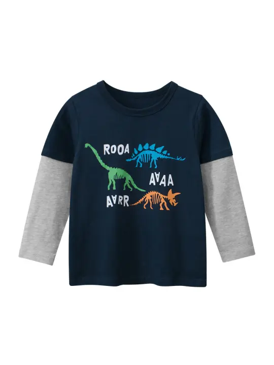 Camiseta de Algodón con Mangas Largas para Niños Moda de Dinosaurio para Niños y Niñas - 1