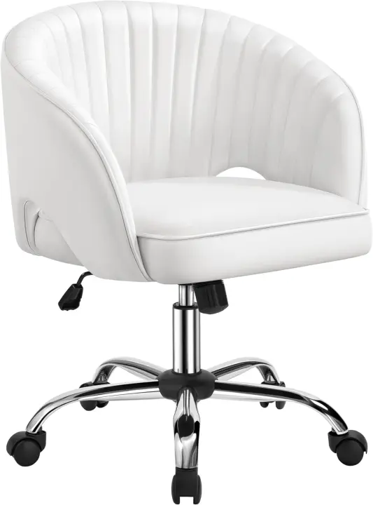 Oficina Terciopelo con Rudas Giratorias 360 °    con Función Inclinación Sillon Trabajo Altura Ajustable Tapizada Terciopelo Rosa - 1