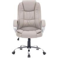Silla sillón de Oficina Estudio Alta Gama tapizado en Piel sintética, Color Beige taupé. - details 2