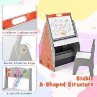 Juego de mesa para niños con silla, juego de mesa 3 en 1 con pizarra para pintar y espacio de almacenamiento, juego de escritorio infantil de madera (blanco) - details 10