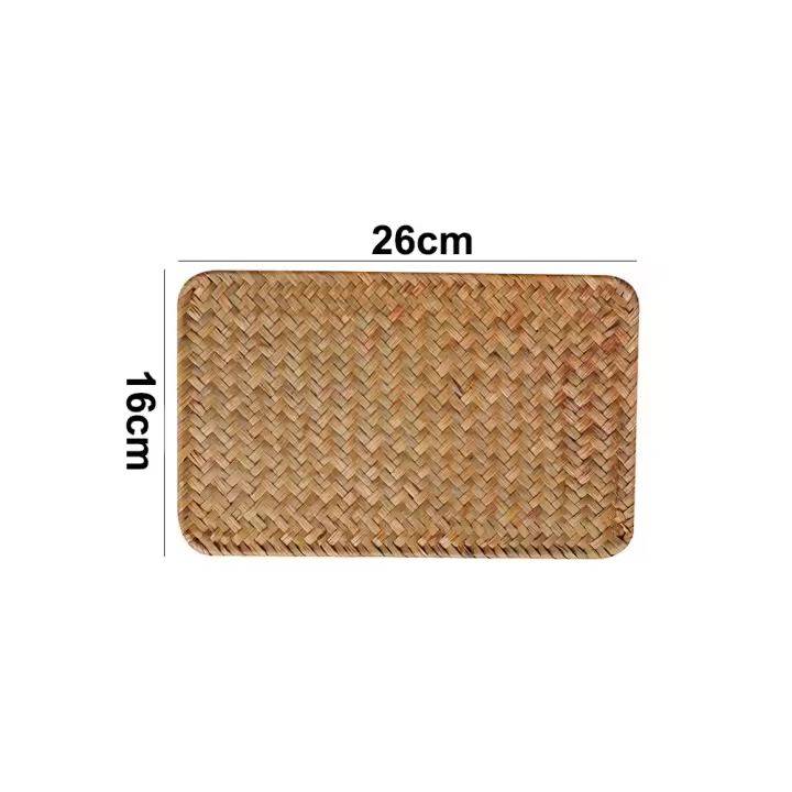 Manteles individuales de mimbre tejido Natural duraderos, manteles lavables resistentes al calor, manteles rectangulares rústicos para mesas de comedor - 1