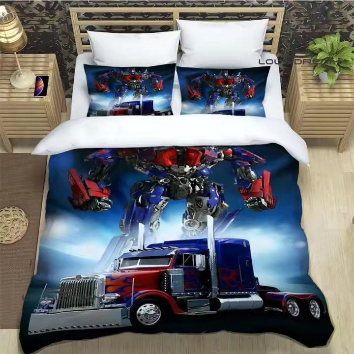 Exquisito Conjunto de Ropa de Cama de Transformadores 3D Cubierta de Edredón, Cojín, Sábanas - 1