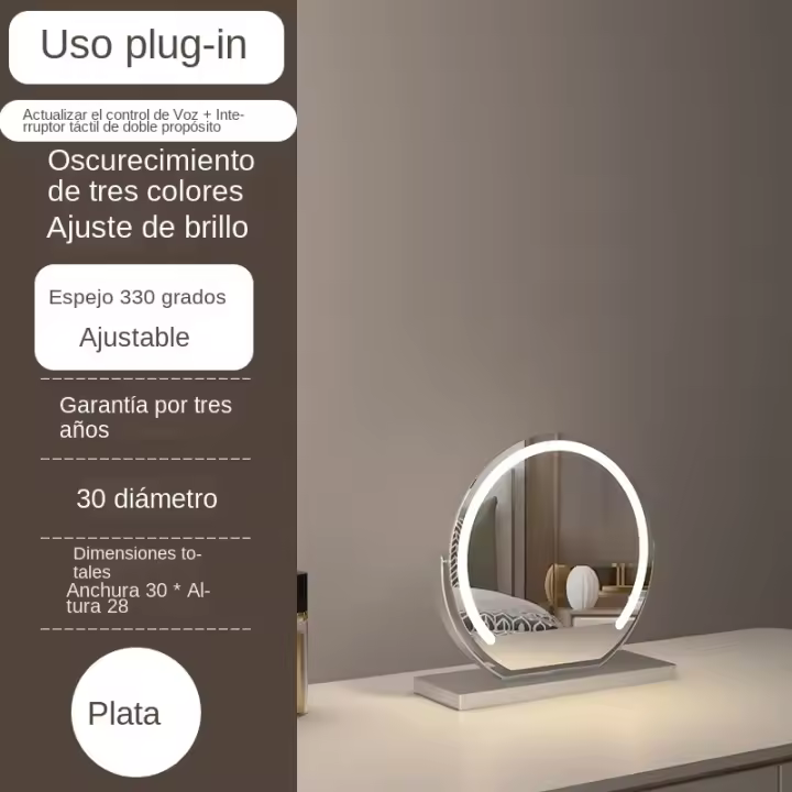 Espejo de Maquillaje LED Geométrico Semi-Circular Luz de Tres Colores Intelligente - 1