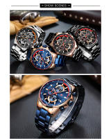 Reloj MINIFOCUS para hombre de acero inoxidable, movimiento de cuarzo, estilo deportivo, luminoso. - details 8