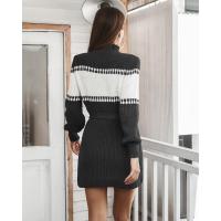 Cuello alto de ganchillo para mujer, minivestido de punto con encajes, suelto, tres vestidos de graduación en promoción, liquidación - details 3