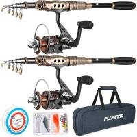 Combo de caña de Pescar y Carrete, caña de Pescar telescópica de Fibra de Carbono con Carrete, Kit de caña de Pescar para Agua Salada y Agua Dulce - details 0