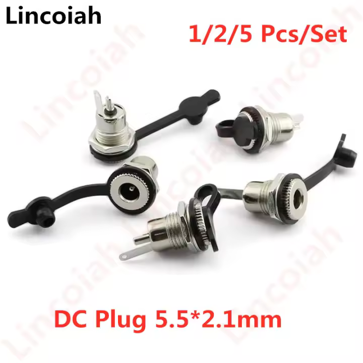 5 Pcs/Set DC099 5,5mm x 2,1mm DC Power Jack Socket hembra Panel Mount conector metal 5,5*2,1 - 1