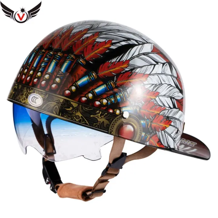 Casco de seguridad vintage para motocicleta, scooter eléctrico, casco de moda clásica, scooter mediano, Harley - 1