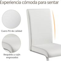 2 Piezas Sillas de Comedor Sillas de Oficina Conferencia Altura 47cm Carga Máxima 135kg Blanco - details 4