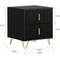 Mesita de Noche Mesa Auxiliar Mobiliario de Salón Moderno con 2 cajones L40xP40xH47 cm ES - details 11