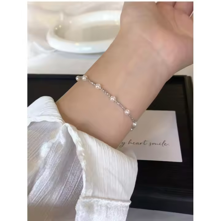 Pulsera de plata Shi Family con imitación de cielo estrellado, perla, diseño versátil, joyería en capas - 1