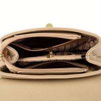 Bolso de mano beige elegante para mujer - Bolso de hombro versátil y elegante con herrajes en tono dorado, cierre de cremallera y forro de poliéster - Perfecto para el trabajo o salidas informales, bolso de mano de trabajo |   Bolso de hombro elegante | - details 0
