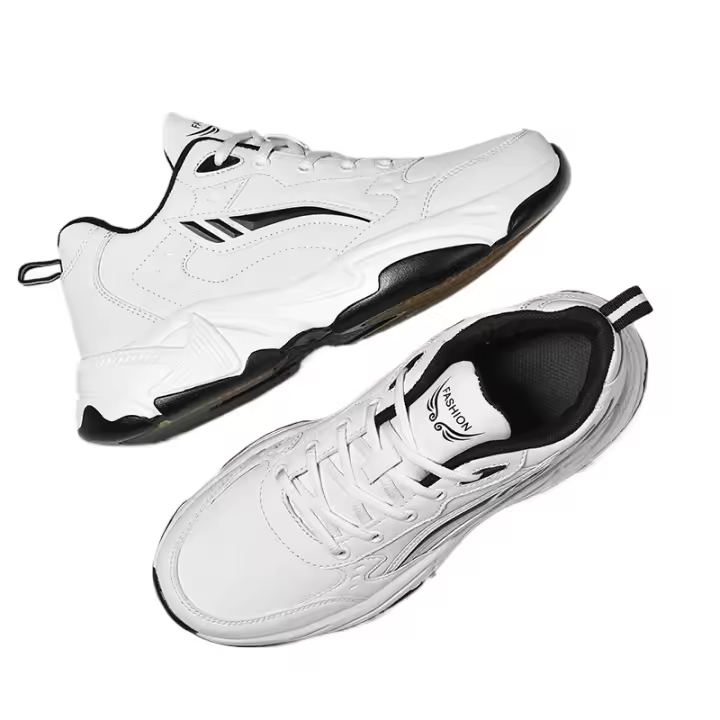 Nuevo Modelo 2025Zapatillas Deportivas De Cuero PU, Zapatos Informales Para Hombres, Zapatos Deportivos Para Niños, Negro Puro, Talla Grande 47 48, Tenis Masculinos - 1
