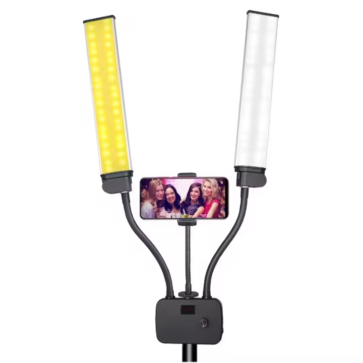 Tubo de brazo Dual para selfie, luz LED para vídeo de maquillaje, transmisión en vivo, luz de relleno de tubo dual - 1