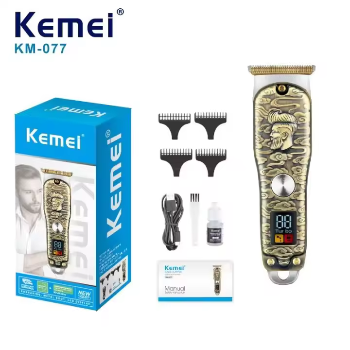 Kemei-cortadora de pelo inalámbrica profesional para hombres, cortadora de pelo eléctrica, recortadora de barba, máquina de corte de pelo recargable, regalos - 1