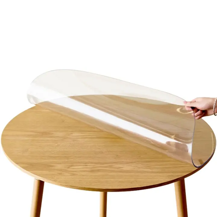 Mantel redondo transparente de PVC a prueba de humedad, cubierta de mesa de vidrio suave impermeable, Protector de escritorio, almohadilla de mesa a prueba de aceite, hogar - 1