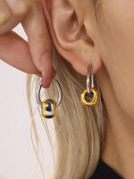 De Maple inoxidable de la venta de La Gota de metal de Empalme Stud Pendientes para las mujeres de dos maneras de desecho de color Nuevo accesorio Encanto de lujo de joyería - details 1
