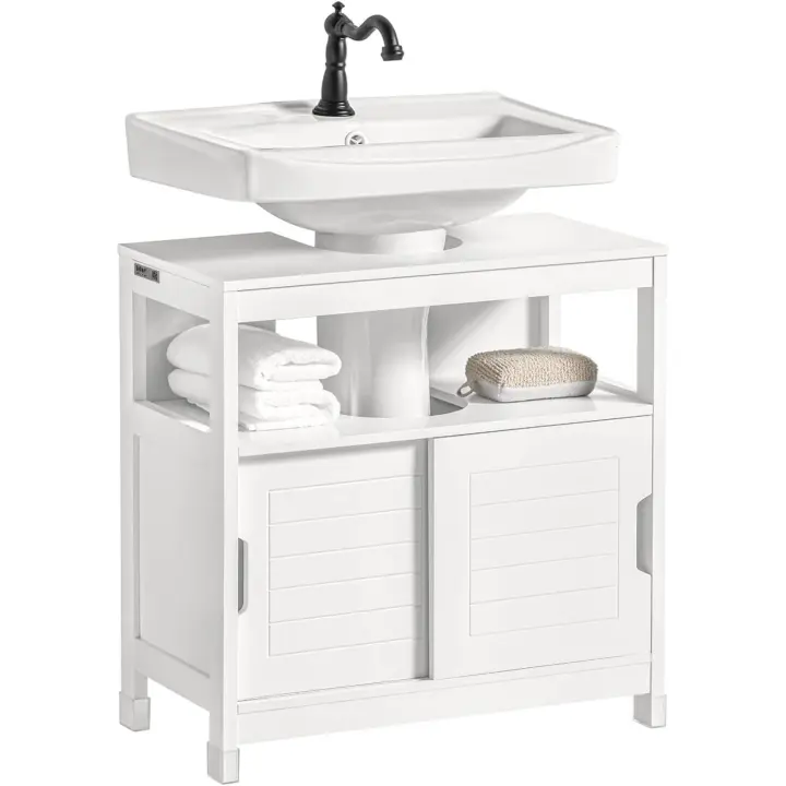 Armario de baño con estante de 1 nivel y armario de almacenamiento. Diseño moderno. Medidas: 60 x 30 x 60 cm - 1