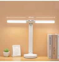 Rechargeable LED Clock Dimmable Desk Lamp 2 Heads 180 Degree Rotation Foldable Desktop Reading Night Light Eye Protection - details 13