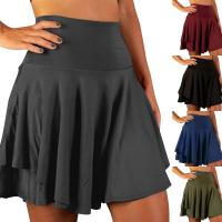 Falda plisada de tenis para mujer, pantalones cortos deportivos cómodos con diseño de cintura alta de doble capa, Color sólido, para verano - details 0