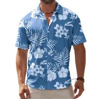 Camisa de playa con estampado 3D de plantas tropicales hawaianas, camisas con estampado de hojas, novedad de verano, ropa para hombre, blusa con solapa para vacaciones, Tops para hombre - details 0
