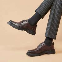 Nuevos zapatos de vestir con punta de acero de cuero de moda para hombres y zapatos formales casuales sólidos de goma Oxford - details 3