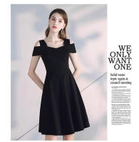 Vestido de Verano de Cintura Delgada Estilo Hpburn en Negro Cinturón Adelgazante Manga Corta - details 11