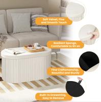 Taburete de almacenamiento plegable de MDF otomano de terciopelo con tapa acolchada extraíble, caja de almacenamiento creativa - details 3