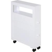 Ruedas Estrecho 2 Cajones y Estante Almacenamiento Carga 20 kg 16x52x71,5 cm Blanco - details 0