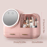 Organizador de Maquillaje Caja de Almacenamiento de Cosméticos con Luz LED HD Espejo Cubierta Carga USB (Blanco/Rosa/Verde) Estable Propiedad Alta Confianza Estilo Moderno - details 13