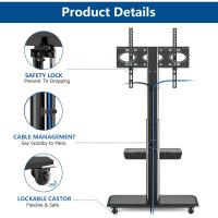 Soporte de Televisión Móvil con Ruedas Soporte de Almacenamiento de TV de Madera Blanca Alto con Elevación +/-30° Para TV de 26-65 Pulgadas Max 35 KG Estante de Almacenamiento de Media y TV - details 9