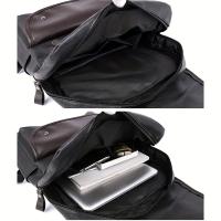 Mochila De Cuero PU minimalista Vintage de gran capacidad para viajes al aire libre - details 6