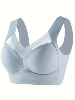 3pcs Sujetadores Deportivos Sin Costuras de Alto Soporte para Mujeres - Mezcla de Nylon y Spandex Ultra Elástica, Diseño de Cuello en V con Detalles de Encaje, Ideales para Correr y Yoga, Opciones en Negro/Gris/Beige - details 7