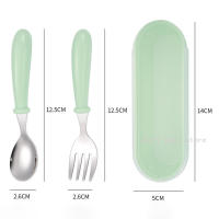 Juego de 2 piezas de vajilla portátil para bebé, cubertería de acero inoxidable para niño pequeño, cuchara de alimentación, tenedor - details 4