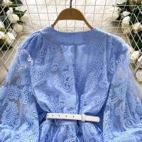 Francia elegante Vintage Palacio noche mujeres bordado fajas Vestido corto de fiesta diseño femenino Casual ropa de vacaciones nuevo - details 5